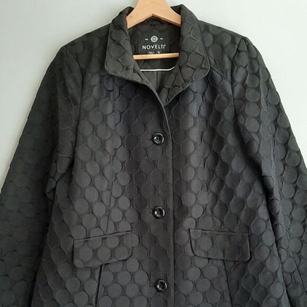 NOVELTI / Textural Tonal Polka Dot Fabric Modern Coat Jacket Sz 8 - Picture 2 of 13